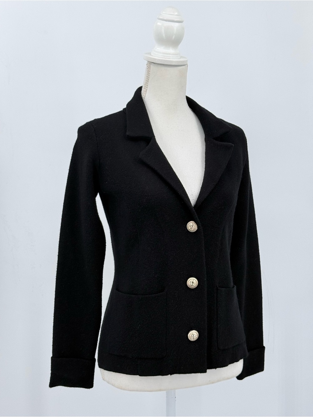 Adrienne Vittadini Knit‎ Blazer Cardigan Women XS Black Interview Outfit